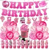 Decoración para Fiesta de Cumpleaños Tema Disco Vaquero Rosa para Niña Banderín Pancarta Set de Globos
