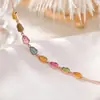 Yiluyin Turmalina Colorida Plata de Ley S925 Chapado en Oro Rosa Color Caramelo Patrón de Calabaza Pulsera de Plata Más Vendida al por Mayor
