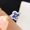 Anillo de Zafiro Azul Real Natural Más Vendido Transfronterizo, Plata S925 Incrustado de Precisión Tamaño de Piedra Principal 3*4mm