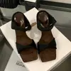 Encuentro de Primera Temporada 2026 Verano Nuevas Sandalias Mules de Punta Cuadrada con Estampado de Leopardo para Mujer, Tacón Delgado, Lazo, Aumentadoras de Altura, Punta Abierta