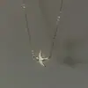 Collar de Golondrina de Plata Estilo Chino Vintage para Mujer Moda Elegante Colgante de Pájaro de Gama Alta Cadena para Clavícula de Nicho Todo Fósforo