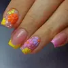 Comercio Exterior Longitud Media Cuadrado Sistema de Color Dopamina Estilo Francés Sencillo Flores Pequeñas de Colores Lindo Suave Llamativo Lunares Uñas Postizas