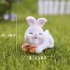 2023 Conejo de Año Nuevo Buena Suerte Conejo Blanco Decoración de Pastel de Escritorio para el Hogar Adornos Artesanales de Resina