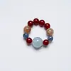 [Jinghong Yingzhi] Pulsera de Cristal de Aguamarina Natural para Mujer La Más Fácil de Combinar Pulsera de Cristal Kyanita Luna Naranja Lote