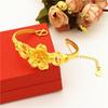 Pulsera de oro vietnamita de larga duración que no se decolora para mujer, boda, moneda europea, chapado en cobre, joyería, pulsera con apertura de flor arenada, venta al por mayor