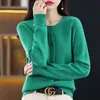 Cardigã de Tricô com Gola Redonda para Mulheres, Jaqueta de Tricô com Padrão de Osmanthus para Mulheres, Cardigã Suéter Cruzado Solto de Outono, Camiseta Básica de Tricô de Manga Longa para Mulheres