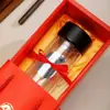 Selección Premium de Negocios Vaso de Vidrio para Hombres de Alto Borosilicato, Resistente al Frío y al Calor, Caja de Regalo Elegante de Gama Alta, Tapa Interior de Titanio Puro, Mismo Estilo que Yatai