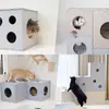 Juguete Interactivo para Gatos con Túnel, Cama para Gatos y Tabla Rascadora, No Suelta Pelo, Casa para Gatos de Doble Capa Extra Larga para Envío Transfronterizo