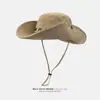 Sombrero Vaquero Occidental Retro Americano para Hombres y Mujeres, Ala Ancha, Gamuza, Adelgazante, Correa a Prueba de Viento, Sombrero para Senderismo y Camping al Aire Libre