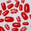 Día de San Valentín Nueva Serie Roja Transfronteriza Uñas Portátiles, Uñas Postizas Cortas con Temática de Amor, 24 Piezas al por Mayor
