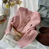 Abrigo Suéter Retro Cuello Redondo Rojo Blanco de Principios de Primavera Bordado de Caballo Pequeño Cardigan de Punto Trenzado Otoño Invierno para Mujer