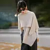 Chal de Capa 100% Lana Pura Ropa Exterior para Mujer Bufanda Tejida Cálida Oversize Estilo Perezoso Suéter Cárdigan Ropa Exterior de Moda