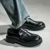Zapatos para hombre de talla grande transfronterizos 2026 nuevo modelo estilo británico negros casuales de cuero zapatos derby formales de punta ancha zapatos de plataforma