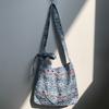 Bolso de Hombro de Lona y Pana con Estampado de Leopardo, Doble Capa Mejorada, Estilo Coreano, Selección de Influencers, Estudiante de Verano, Artístico