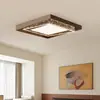 Lámpara de Techo para Sala de Estar Estilo Vintage 2026, Veta de Madera de Nogal Retro, Lámpara Rectangular Simple para Vestíbulo Principal, Paquete Completo de Iluminación para el Hogar