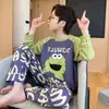 Pijama infantil, algodón puro, conjunto fino de manga larga, nuevo modelo 2026, para niños, estilo caricatura, para niños grandes, ropa de aire acondicionado, se puede usar afuera