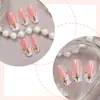 Puntas de Uñas Blancas Estilo Francés con Estrellas y Abalorios de Colores, Uñas Postizas Estilo Dulce para Exportación