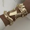 Diseño de Moda Transfronterizo Pulsera de Resorte Irregular Exagerada Ola Metal Ins Brillo Ancho Pulsera Moda