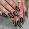 Gato Preto Olho de Gato Céu Estrelado Unhas Vestíveis Pedaços de Unha Estilo Simples Ins Adesivos de Unha Postiça unhas Arte de Unha Céu Estrelado