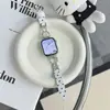 Pulseira de Couro para Apple Watch Gato Kt Cravejada de Diamantes Adequada para Apple Watch S12 Pulseira de Relógio Iwatch109Se Pulseira Feminina