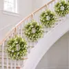 Corona de Margaritas Simuladas de Primavera y Verano de Amazon Corona de Crisantemos Blancos Frescos y Hojas de Helecho Corona de Decoración para Ventana de Casa Transfronteriza