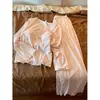Conjunto de pijama rosa de manga larga, estilo Ins, corte relajado, con sujetador incorporado, adecuado para primavera y otoño, hecho de algodón suave, incluye pantalón largo, y se puede usar como ropa de estar en casa o incluso para salir