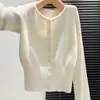 Venta al por mayor del fabricante Otoño e Invierno Hilo Cardado Estilo Coreano Color Sólido Ajuste Delgado Manga Larga Cardigan de Punto Ropa Exterior de Estilo Perezoso para Mujer