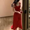 Vestido Longo Feminino de Cinco Peças com Estampa de Caranguejo, Alças Finas e Costas Abertas, Novo Design de Verão, Elegante Vestido de Praia para Férias com Elegância Deslumbrante