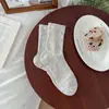 Meias Finas de Verão Respiráveis em Malha Meia-Calça Meia de Cano Médio Feminina Estilo Japonês Meias com Botão e Renda Estilo Ballet Meias Empilháveis Sem Costura