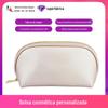 Bolsa de Cosméticos de Couro PVC Personalizada Portátil para Viagem Bolsa de Maquiagem Feminina Bolsa de Higiene Pessoal Porta-Moedas Concha