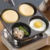 Sartén de Hierro Fundido de Cuatro Agujeros para Huevos, Hamburguesas de Huevo, Panqueques, Desayuno, Sin Recubrimiento, Apto para Estufas de Inducción, Saludable y Sin Recubrimiento