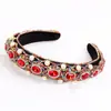 Diadema transfronteriza femenina Barroco europeo y americano diamante óvalo perla flor esponja diadema accesorios para el cabello al por mayor nuevo tocado cabeza