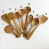 Colher de Sopa com Cabo Longo de Teca Escorredor de Madeira Espátula Especial Antiaderente Espátula de Madeira de Acácia Utensílios de Cozinha