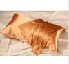 Funda de almohada de color sólido imitación seda, funda de almohada de confort para verano para adultos, funda de almohada de belleza fresca, pieza única, personalizada por el fabricante
