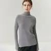 Direto da fábrica, nova camisa base de malha 100% cashmere espessa para outono e inverno para mulheres, suéter com gola alta canelada para mulheres