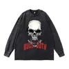 Sudadera Redonda Estampado de Araña Transfronteriza High Street Hip-Hop Oversize Holgada Lavada Desgastada Algodón Puro Peso Pesado 280g