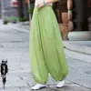(Personalizado) 26 Otoño Algodón Lino Nianbaixiufang Tela de Lino Original Pantalones tipo Linterna Ligeros Estilo Zen para Mujer Pantalones de Meditación