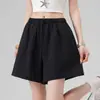 Shorts Respiráveis de Linho Tencel para Mulheres com Cintura Elástica e Cordão, Tamanho Grande, Adequado para Corpo em Formato de Pera, Cobre o Quadril, Emagrecimento, Calça Casual para Sair