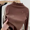 Camiseta de Manga Larga de Cuello Alto para Niña Estilosa Ropa de Otoño/Invierno Infantil De Rong Capa Base Cálida Top Versátil con Volantes