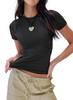 Camiseta informal de manga corta para mujer europea y americana de Amazon, camiseta ajustada de verano de color liso, ropa de calle para mujer, top de fondo