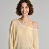 Top de mujer estilo casual transfronterizo otoño-verano, blusa de rayas, cuello diagonal estilo coreano, transpirable, manga larga, corte holgado, camiseta versátil
