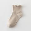 Calcetines de mujer primavera y verano calcetines de tubo fino calcetines de felpa de color sólido jk encaje de hongo mocasines calcetines de algodón de tendencia