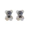 Aretes de oso transparente de aguja de plata S925 para mujer, moda, personalidad, temperamento, 2024, nueva moda, aretes de estilo frío, avanzados