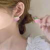 Aretes de botón de cereza de panda conejito dulce para mujer otoño e invierno 2023 Nuevos aretes de dibujos animados lindos joyería de oreja única