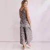 En stock Verano 2023 nuevo estampado sexy Calle Mujer estampado de leopardo sin mangas holgado mono de dama