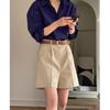 Shorts de terno tricolor de cintura alta estilo coreano, novo estilo, elegante, versão A, calças casuais, calças de comprimento médio para mulheres