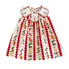 Vestido para Niñas Pequeñas con Cuello de Flores y Bordado de Conejo, Versátil Estampado de Dibujos Animados Dulce y Lindo