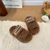 Pantuflas de Felpa para Niños 2026 Otoño/Invierno Nuevas Medias Pantuflas Abiertas Versátiles para el Hogar Pantuflas de Una Correa Cálidas de Algodón