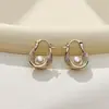 Pendientes de alta gama estilo retro francés, modernos y versátiles para el uso diario, con detalles de cinta y perlas, pendientes de lujo ligero