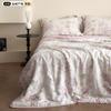 Tejido Japonés Xichuan Estilo Americano Lujo Ligero Tencel Estampado Verano Fresco Colcha Lavable a Máquina Aire Acondicionado Colcha Doble Seda de Hielo Colcha de Verano Juego de Cuatro Piezas